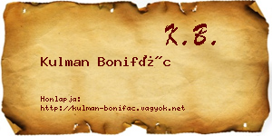 Kulman Bonifác névjegykártya